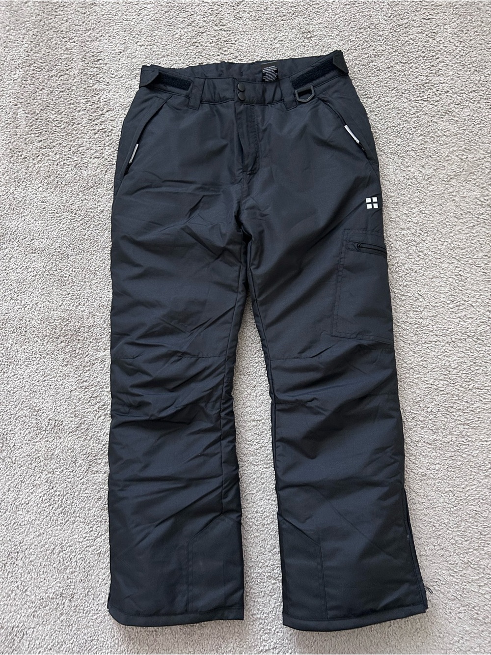 Kids Black Insulated Snow Pants